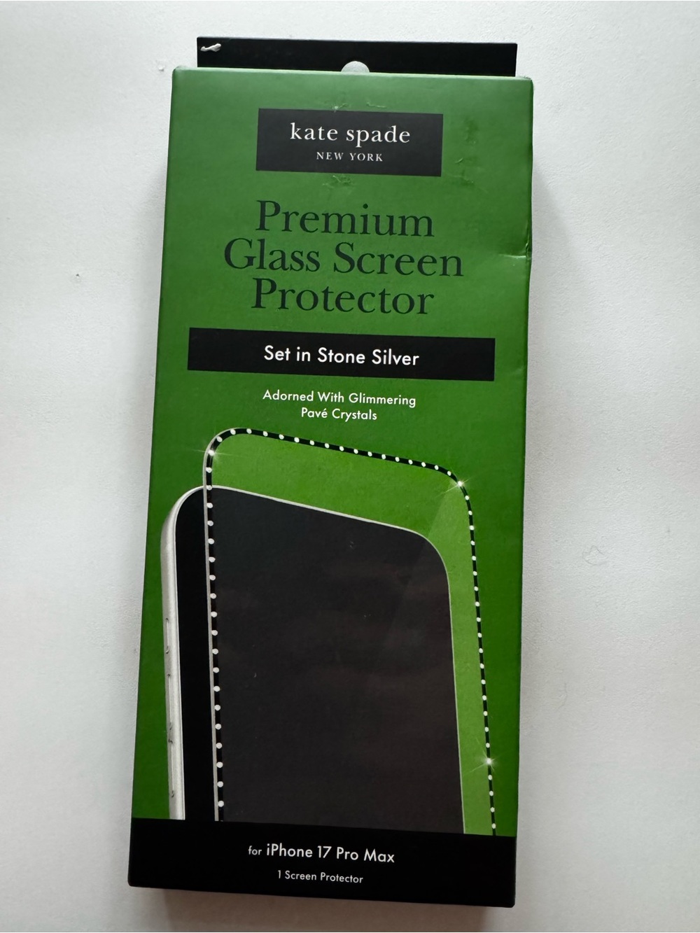 kate spade Premium Glass Screen Protector with Pavé Crystal Accents - Silver